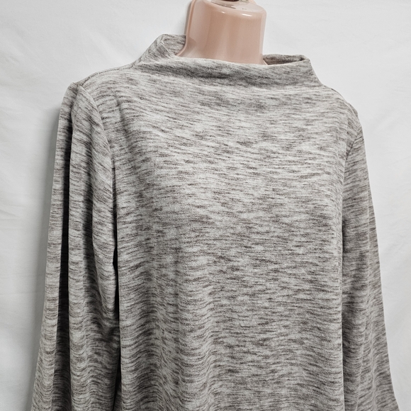 J. Jill Heathered Brown Velvet Mock Neck Pullover Sweater Size M - Picture 2 of 10